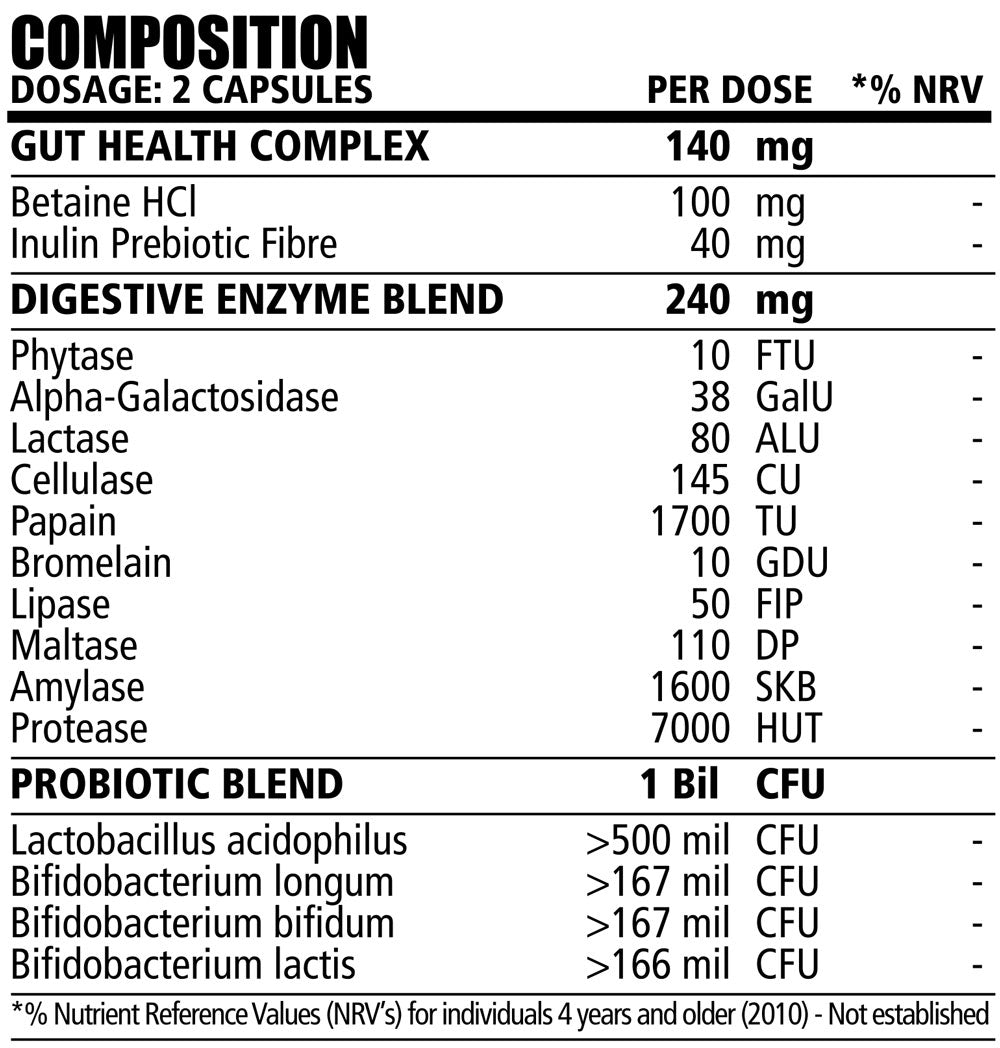 NPL Digestive Enzyme Complex nutritional information