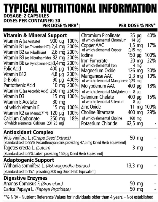 NPL Vita Women nutritional information