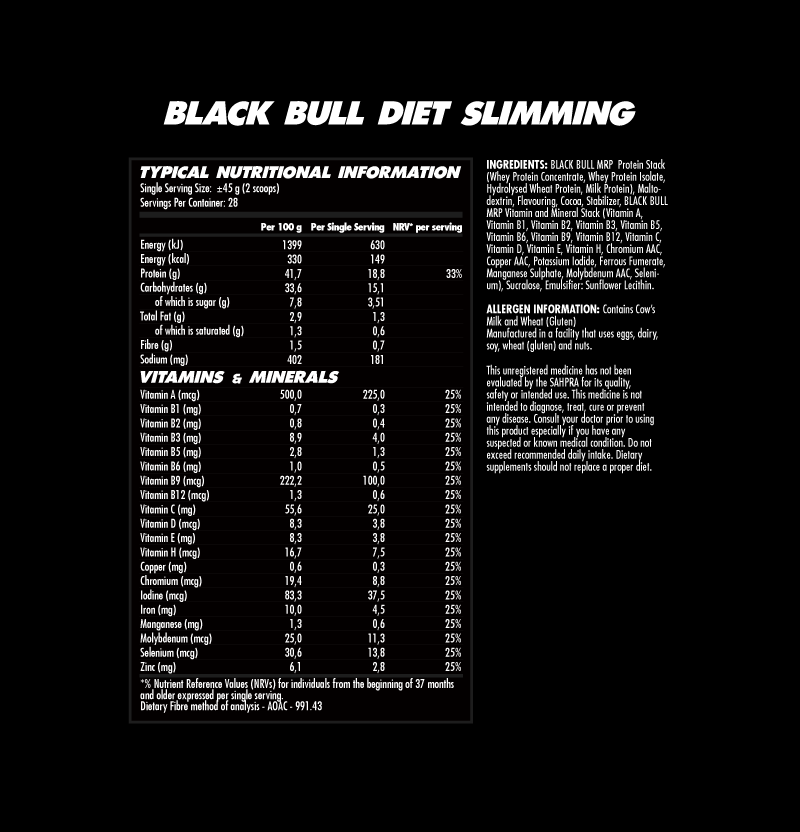 Black bull diet slimming ingredients