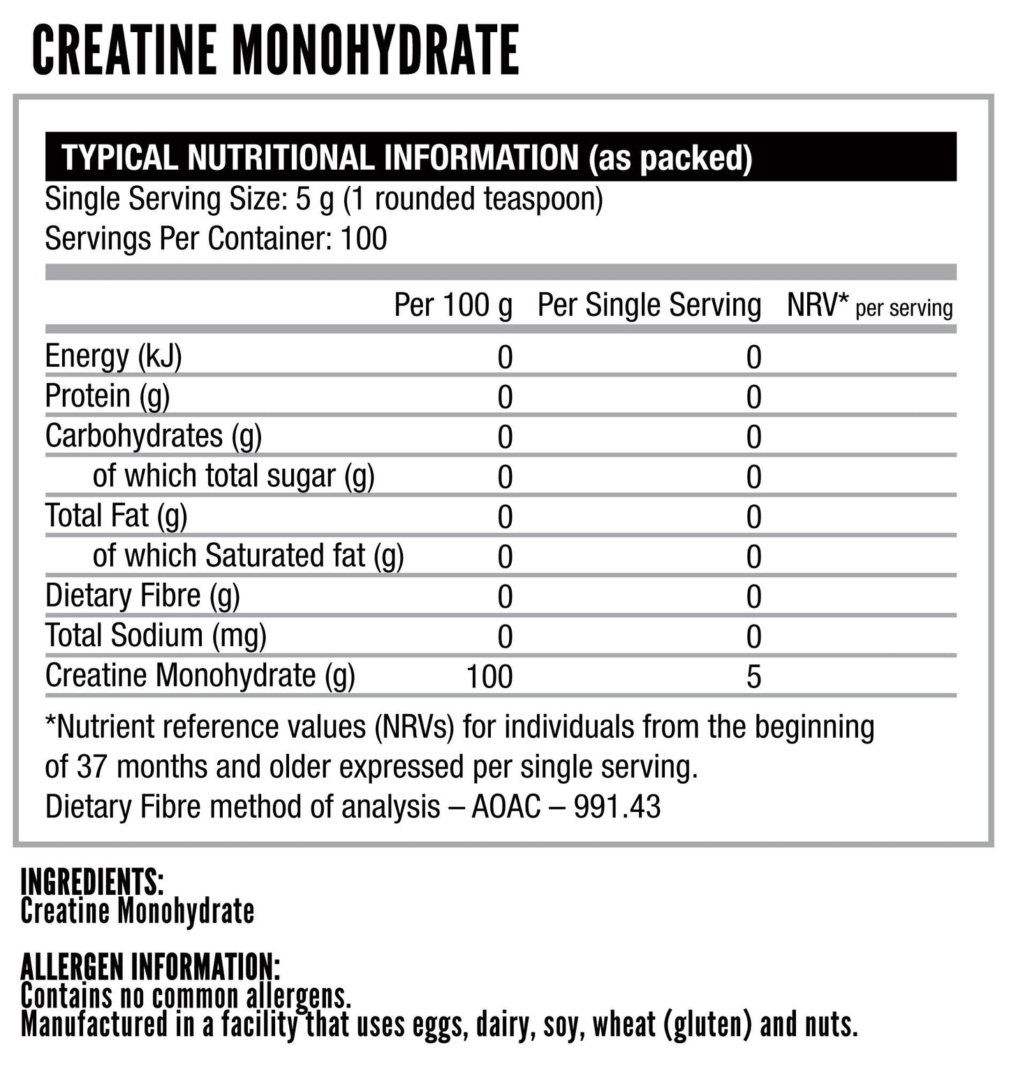 Nutritech Creatine Monohydrate Blue Rasberry