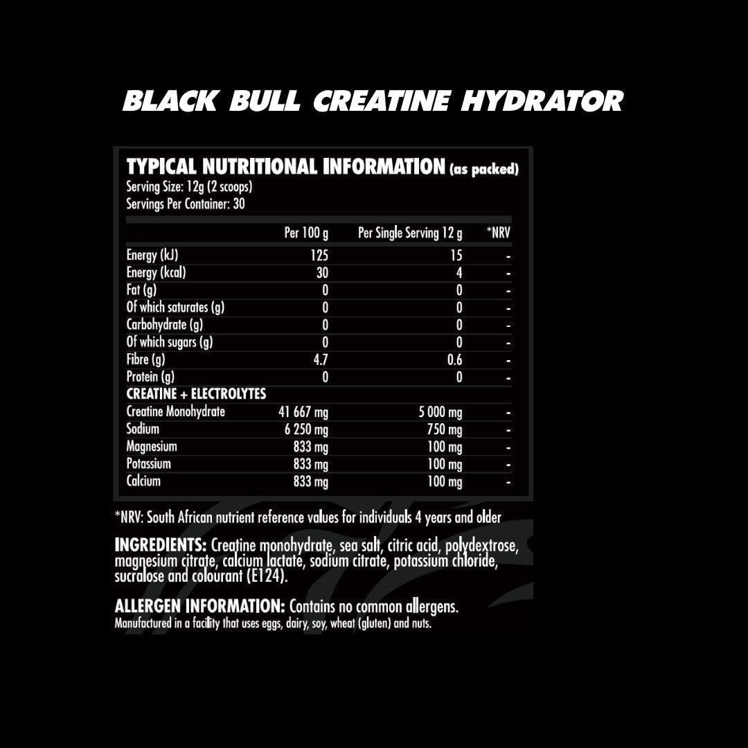 BlackBull Creatine Hydrator nutritional information