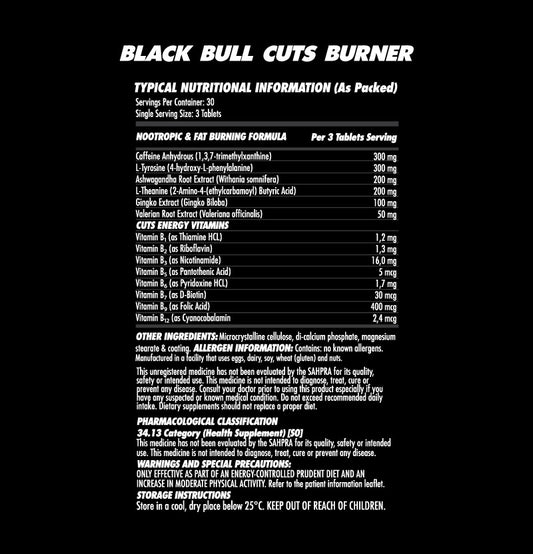 Blackbull Cuts Burner nutritional information