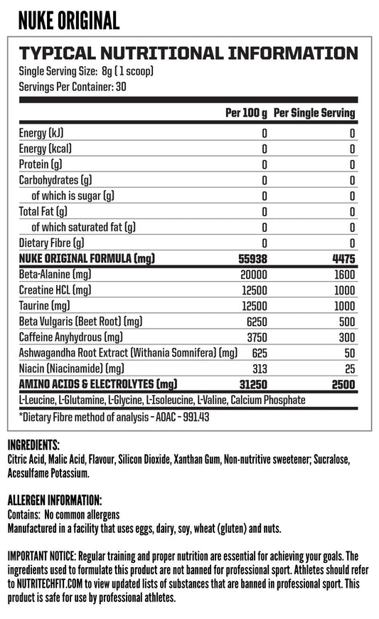 Nutritech NUKE Original Pre-Workout 80g product image 2