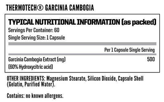 Nutritech ThermoTech Garcinia Cambogia nutritional information