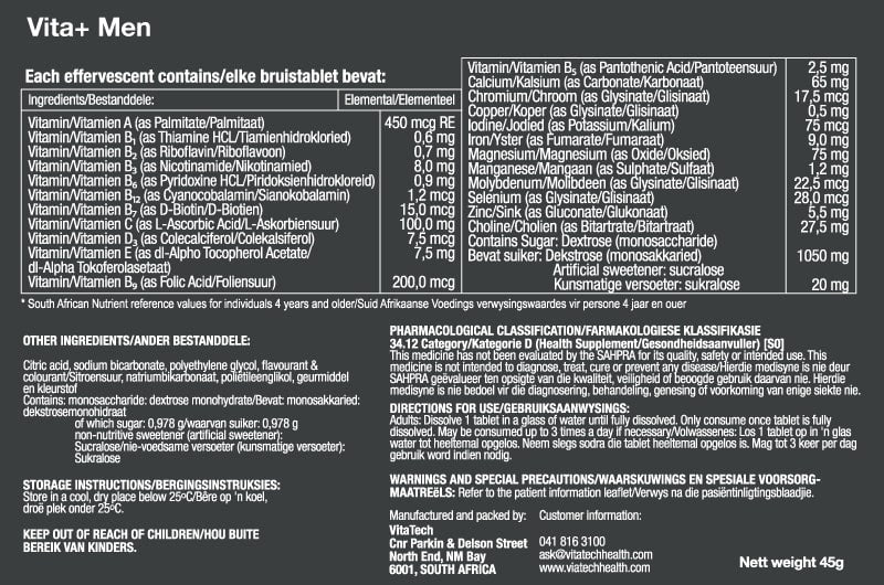 Vitatech Mens Multi Vitamin Effervescent