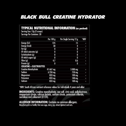 BlackBull Creatine Hydrator nutritional information