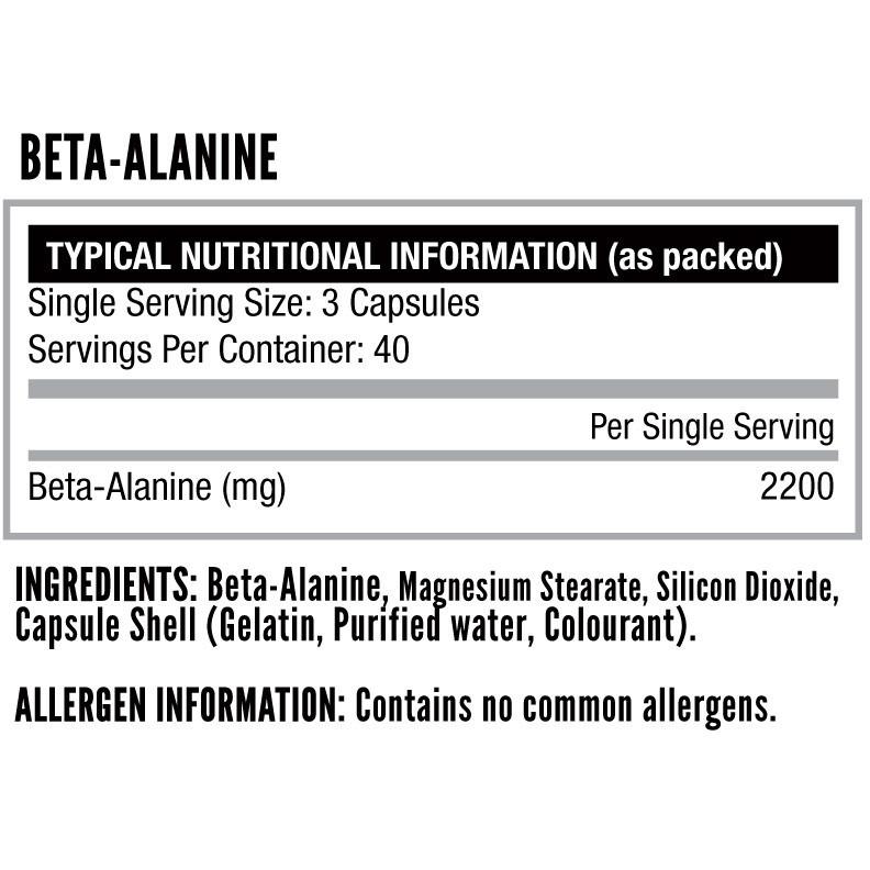 Nutritech Beta-Alanine (120 Caps) ingredient list