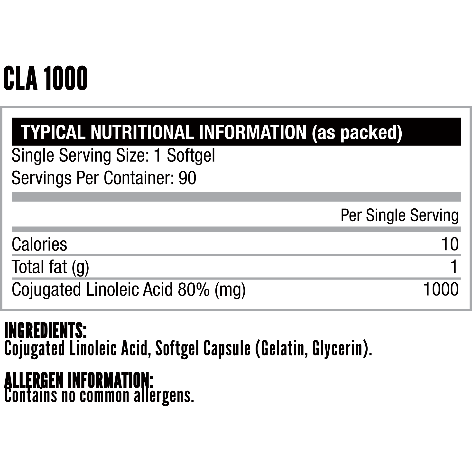 Nutritech CLA 1000 (3 Box) ingredient list