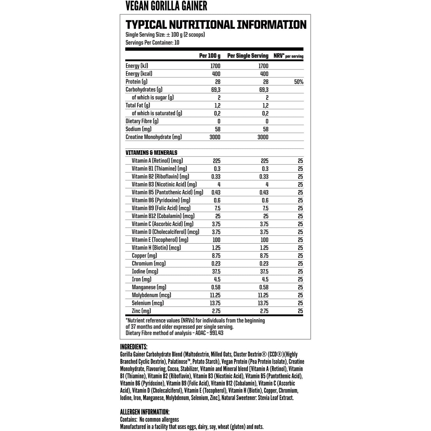 Nutritech Vegan Gorilla Gainer